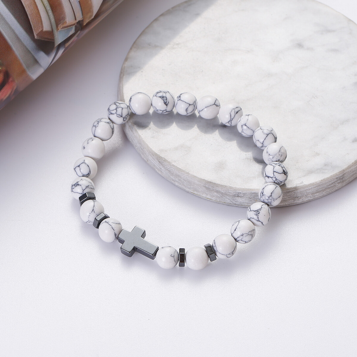 Men Women Lava Obsidian Beads Bracelet Natural Stone Yoga Elastic Bangle Jewelry