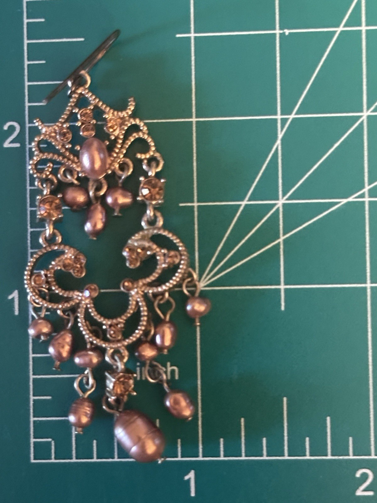 Liz Claiborne Freshwater Pearl Pink Crystal Gold Tone Chandelier Earrings, drop