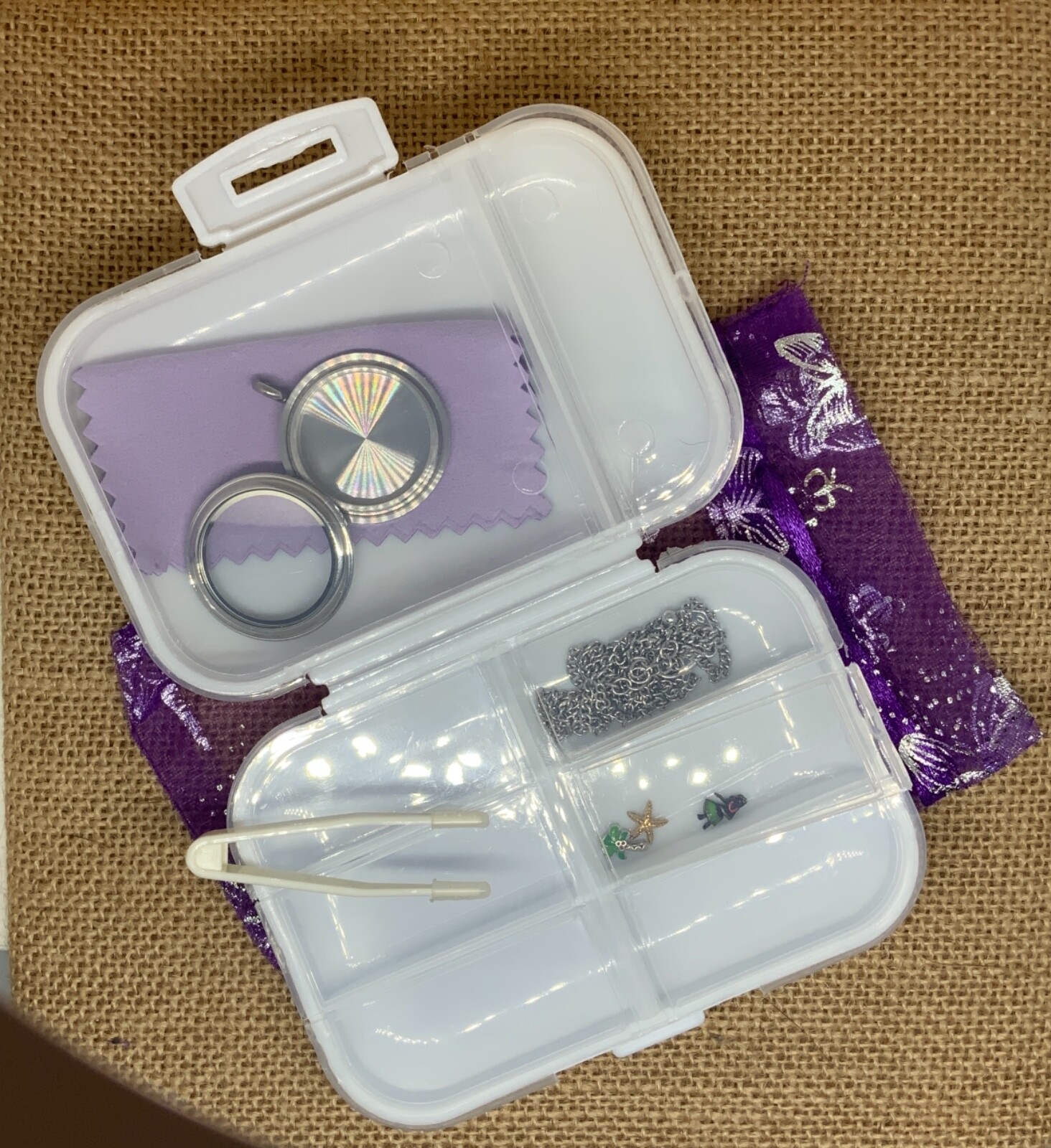 8 compartment charm/locket organizer travel case for Origami Owl and others