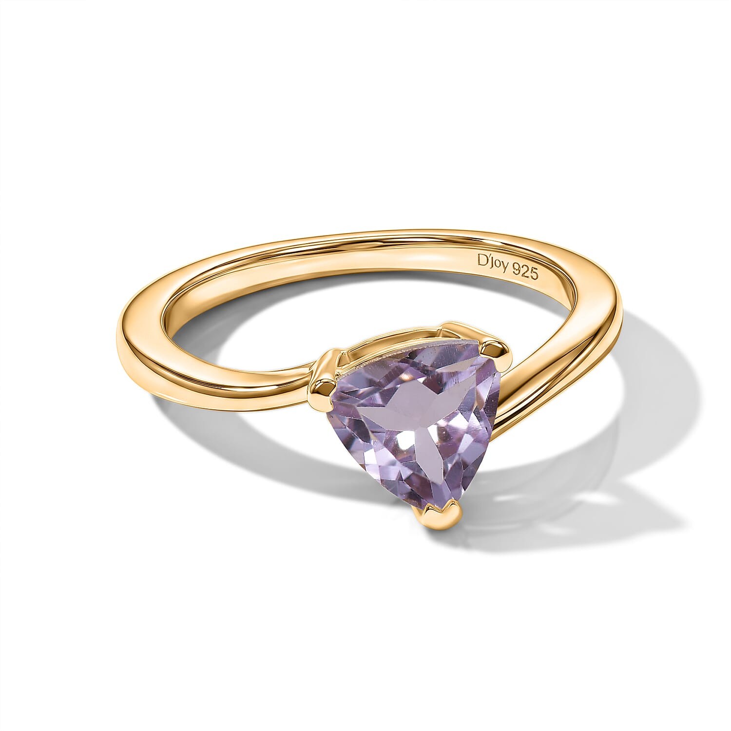 Rose De Amethyst 1 ctw Ring 18K Yellow Gold Over Sterling Silver Size 9