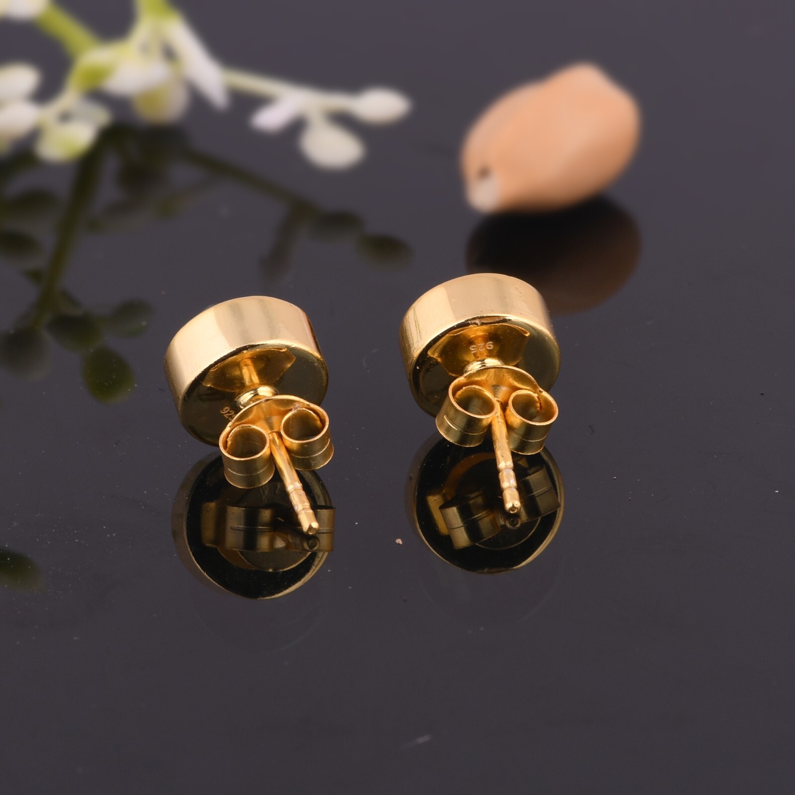 Gold Plated Cute Small Design Earring Labradorite Gemstone Latest Dailywear Stud