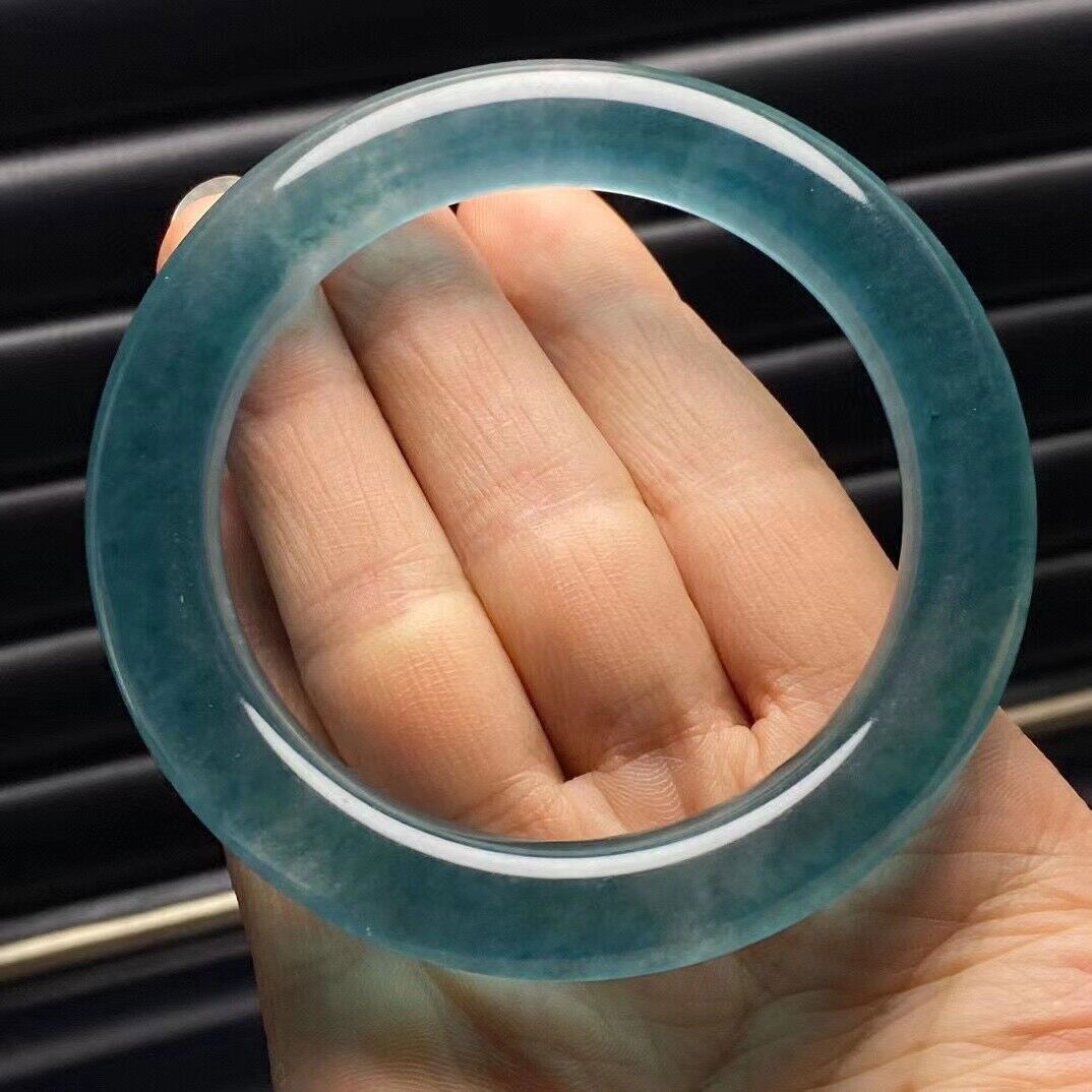 Beautiful Grade AAA Sea blue Lampow Burma jade jadeite bracelet bangle 55-64mm