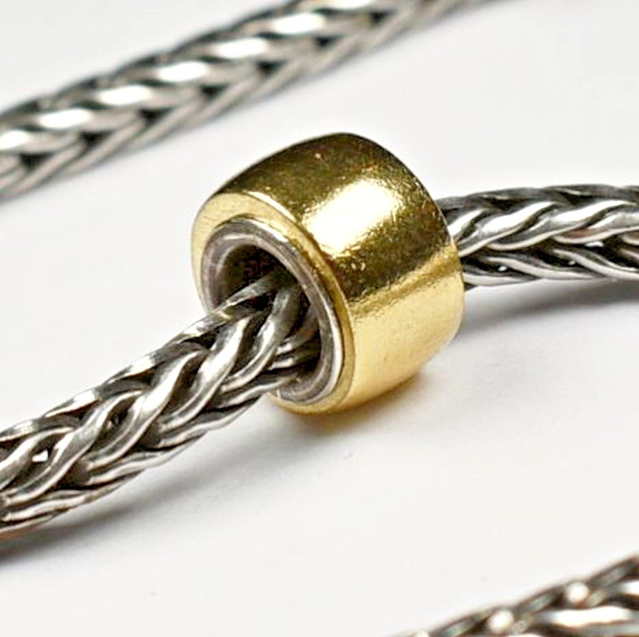 Brass charm bead, 8.8mm, full Sterling silver core, for European Charm Bracelets