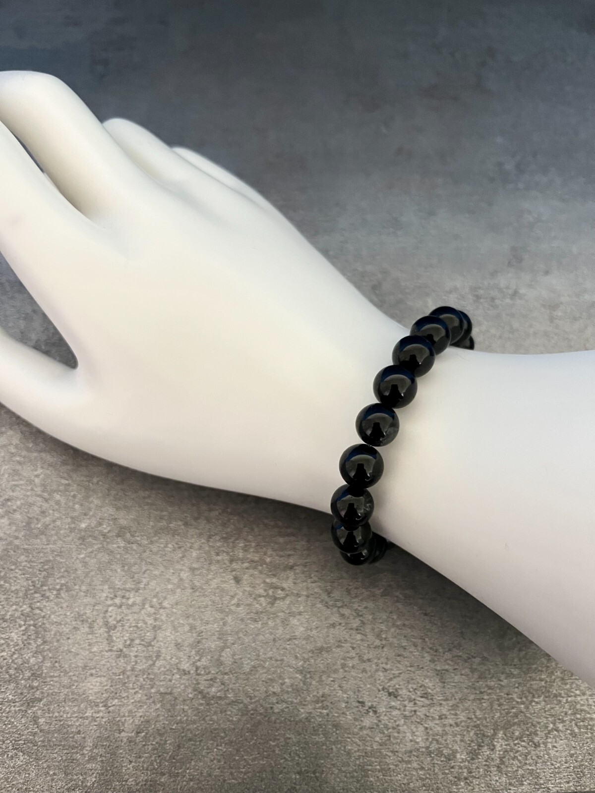 BLACK TOURMALINE Bracelet Stretchy Handmade +Gift Bag +Card Crystal Gemstone 8mm