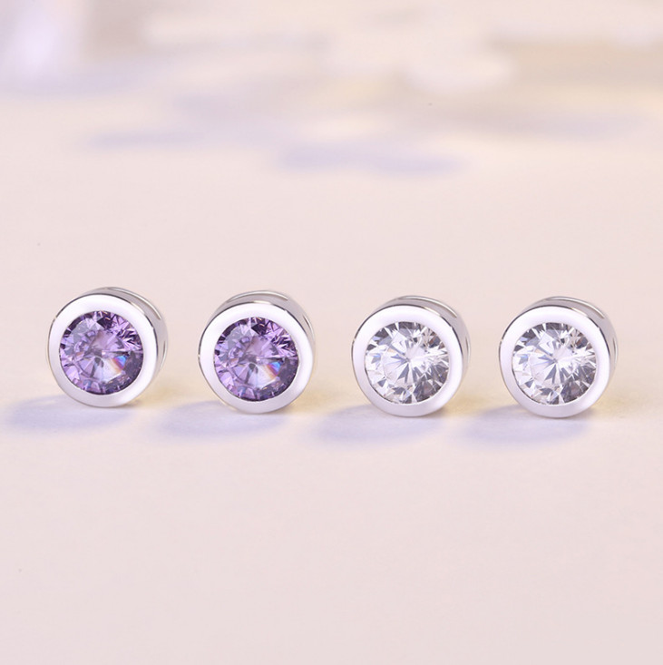 925 Sterling Silver Diamonique CZ Basket Round Stud Earrings 5mm 0.5ct 1tcw A22