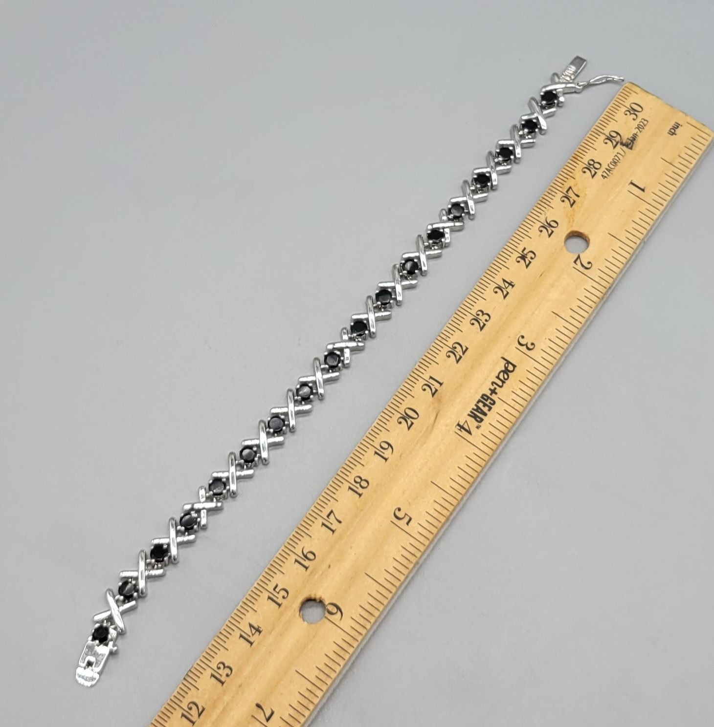 Silver Tone Black Rhinestone Wrap Costume Tennis Bracelet B1A