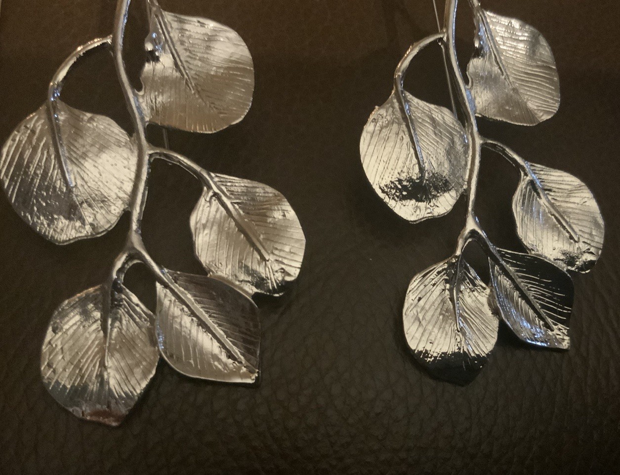 Gold Leaf Earrings Silver Zara Asymmetric Boho Branch Tree Y2K Statement Stud
