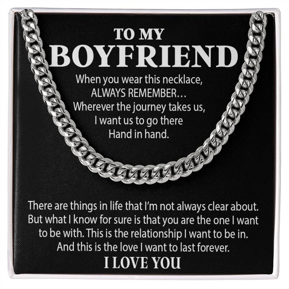 Boyfriend Cuban Chain Necklace, Promise Necklace For Boyfriend, Boyfriend Gift