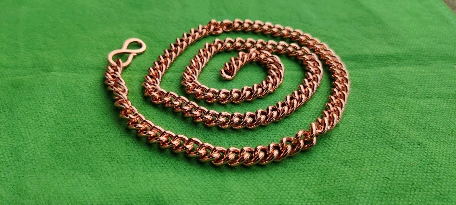 CUBAN CHAIN Solid Pure Copper Oxidized Necklace Gift Her & Him Curb Link 8MM
