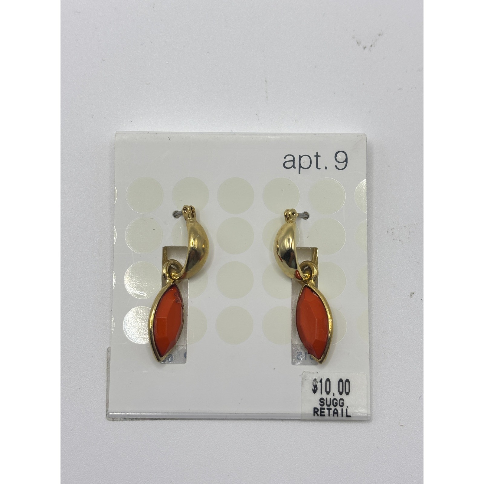 Apt. 9 Gold Tone Orange Marquise Stone Mini Hoop Drop Earrings New