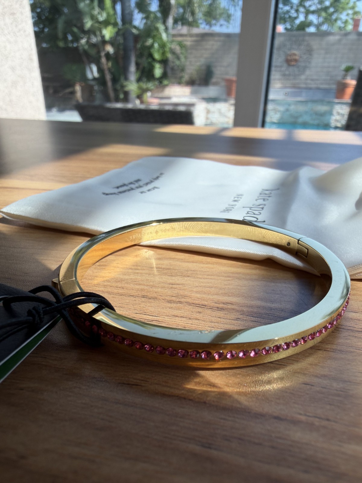 KATE SPADE RING IT UP BANGLE BRACELET KL630 PINK RHINESTONE GOLDEN