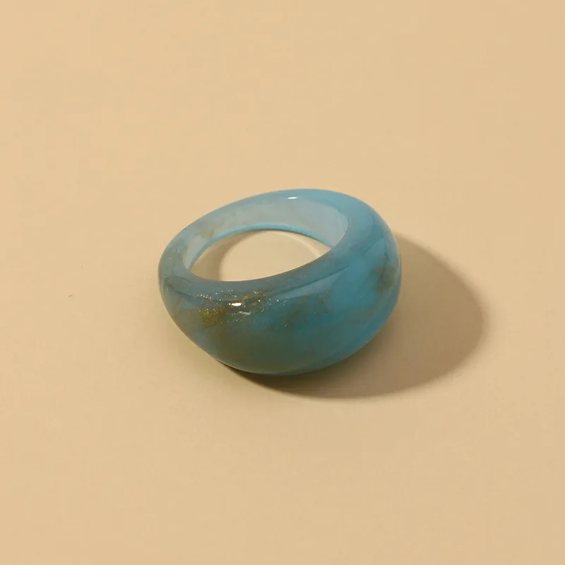 Transparent Acrylic Geometric Ring Round Resin Band Lightweight Jewelry