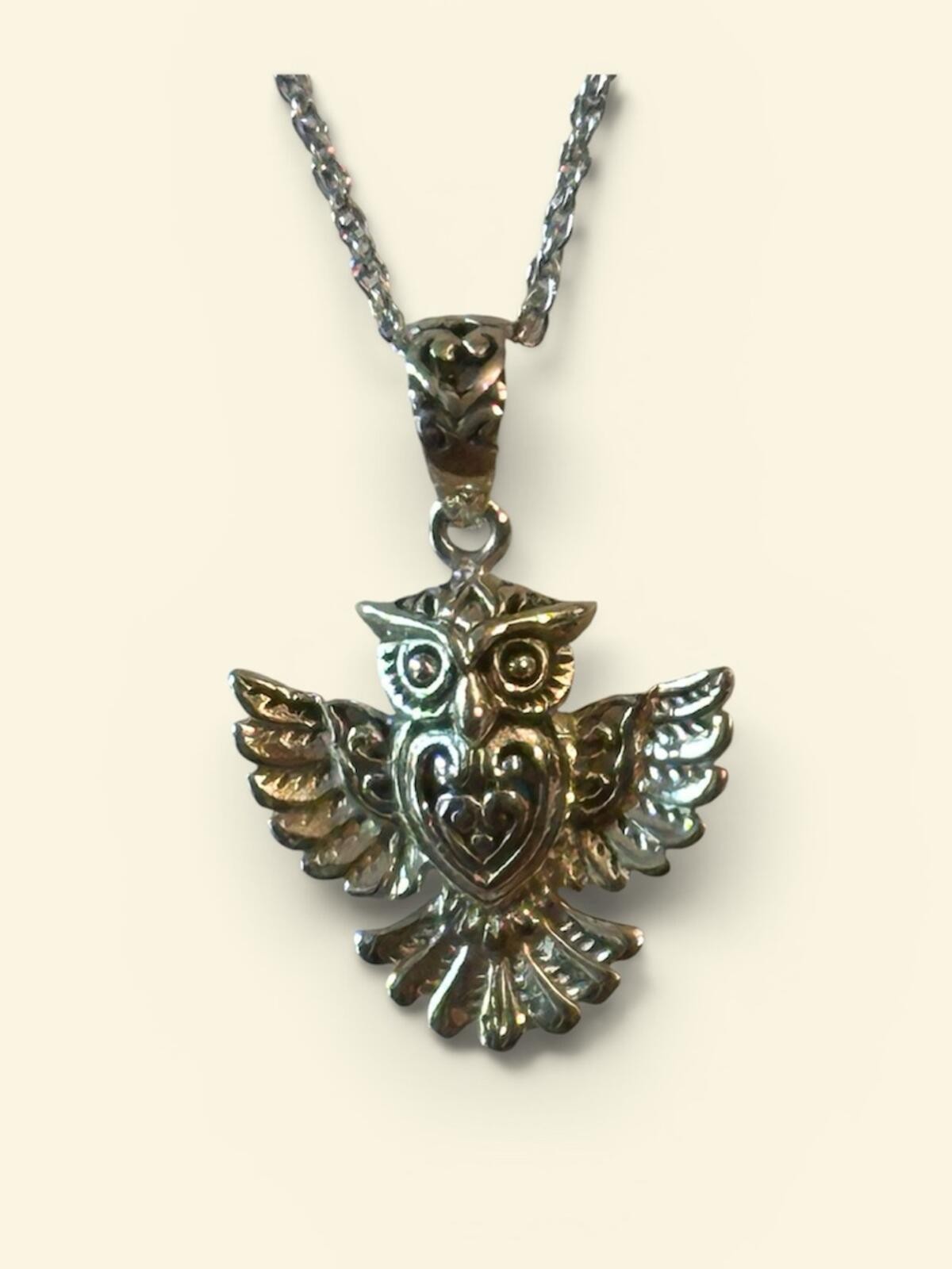 NWT Annika Witt Sterling Silver Owl Pendant Necklace – Silver 18”