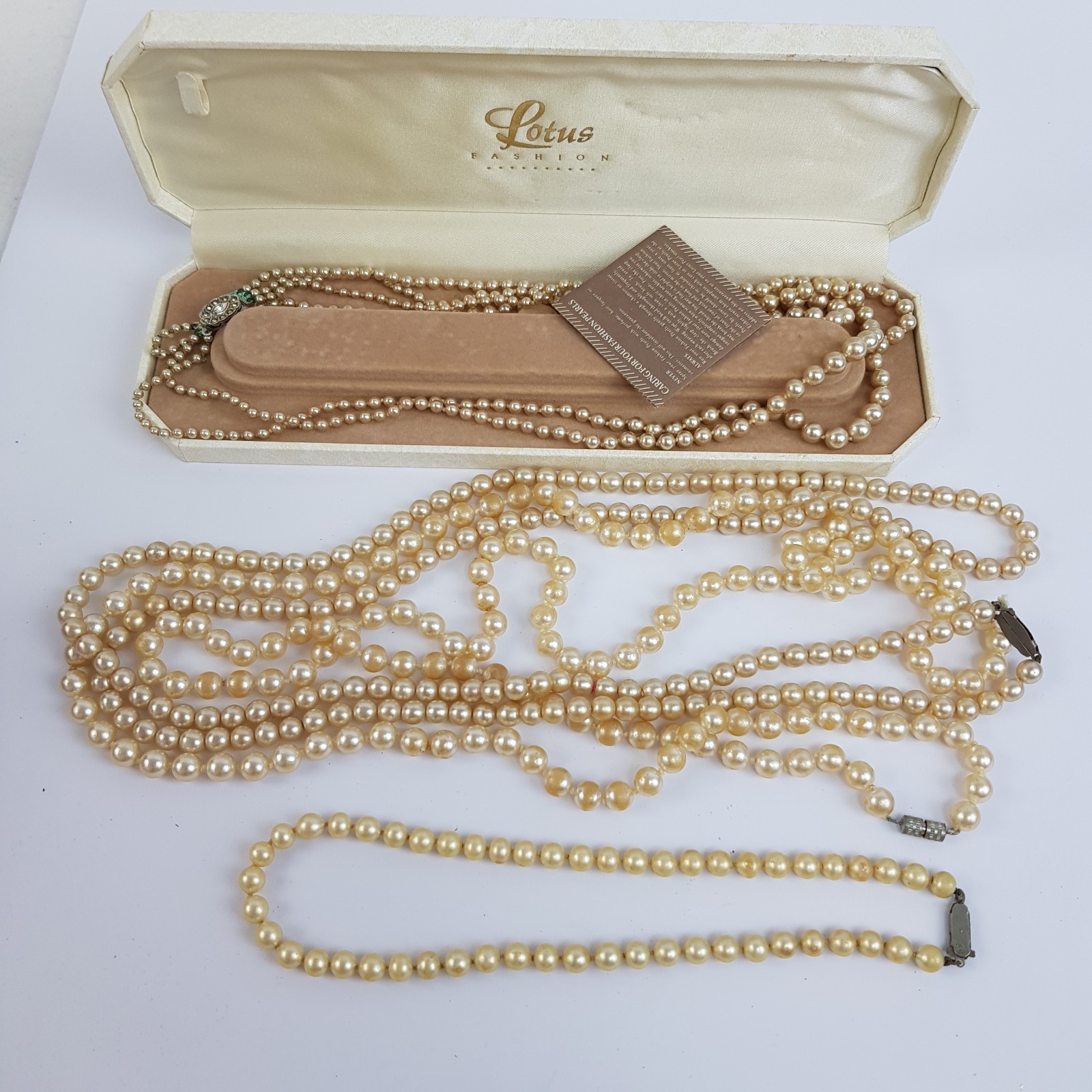 JOB LOT X4 Simulated Pearl Necklaces Various Lengths (See Description)