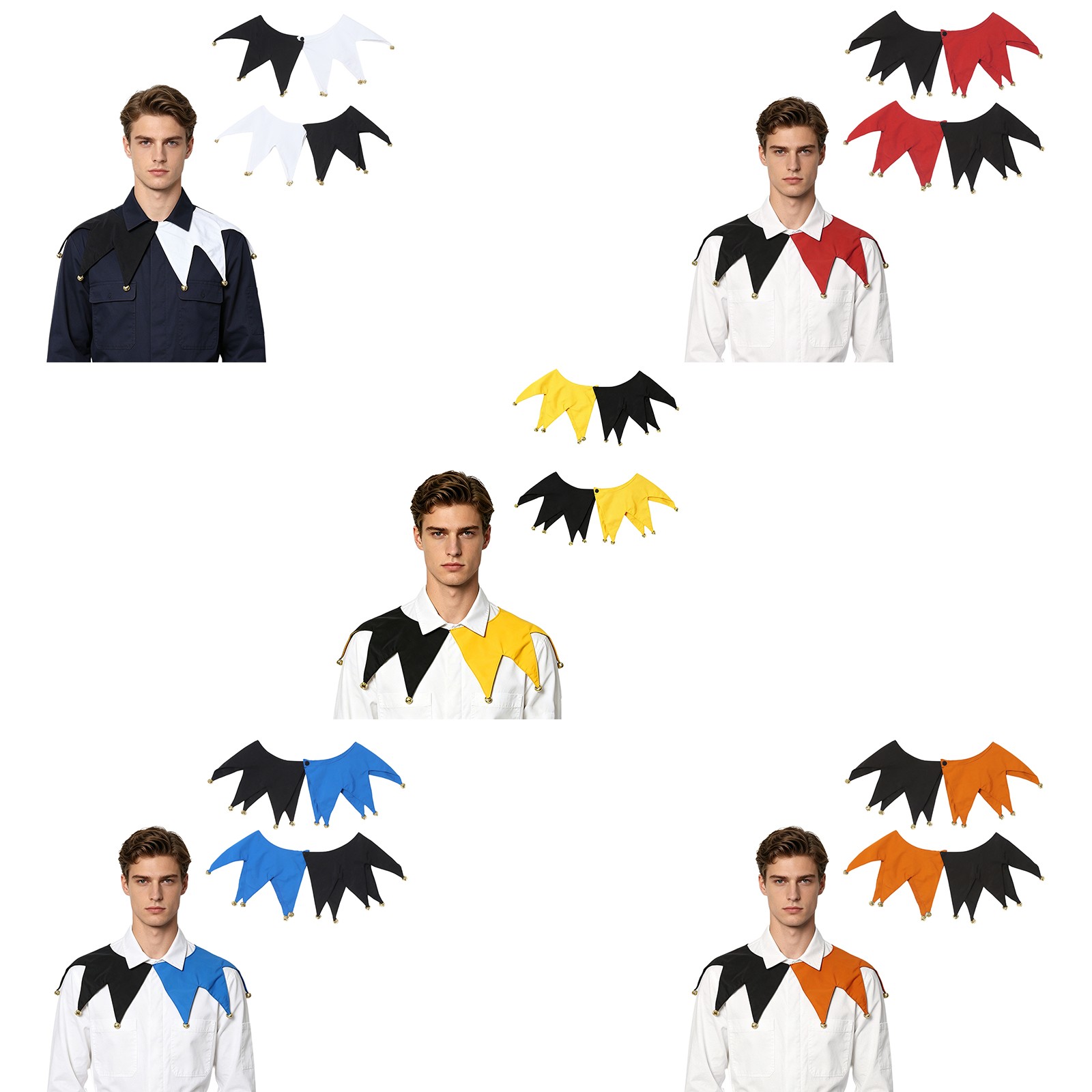 Unisex Adults Jester Collar Trendy Bells Faux Collar Cosplay Clown Collar Rave