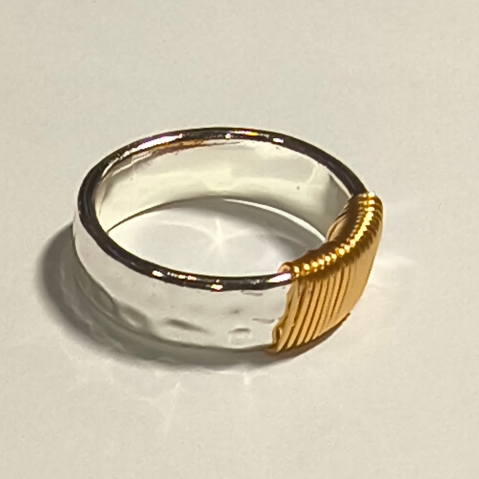 Silver and Gold Wire Wrapped Ring, Never Been Worn, Size 10