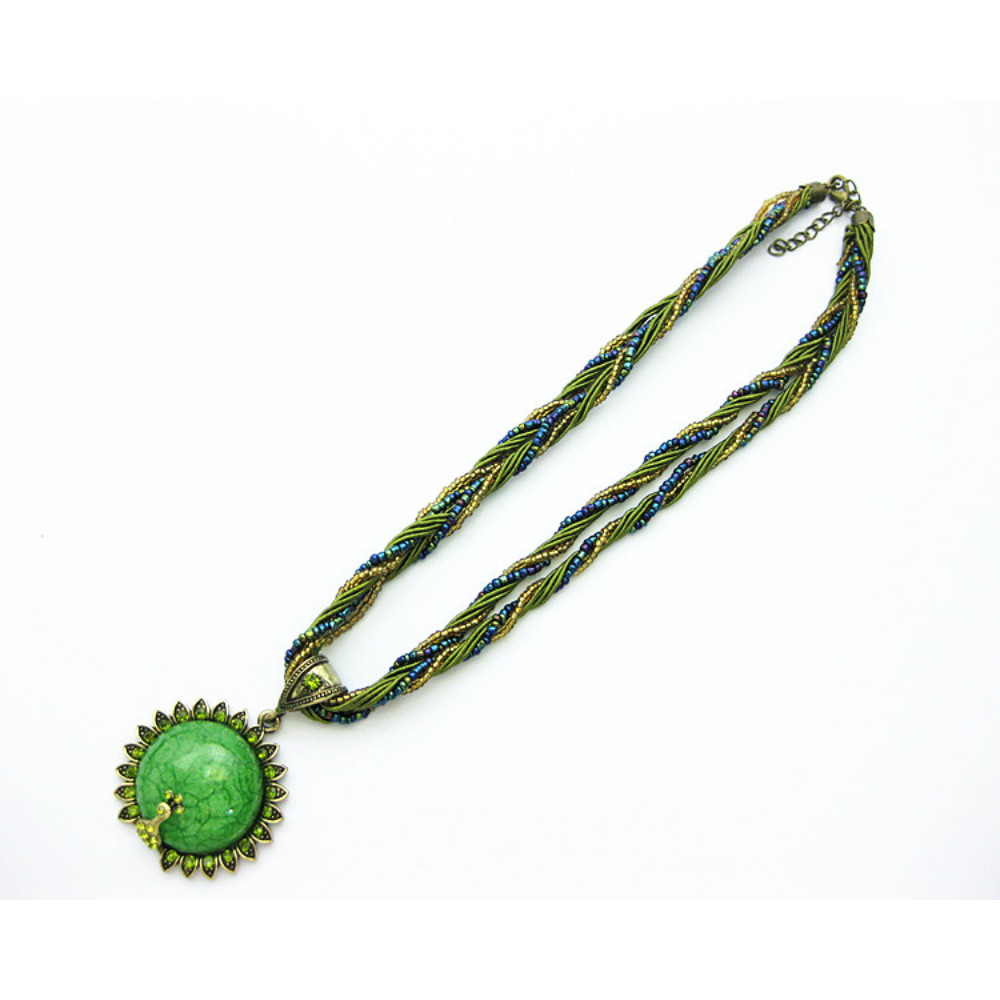 Women Retro Bohemian Style Turquoise Rhinestone Pendant Collar Necklace Jewelry