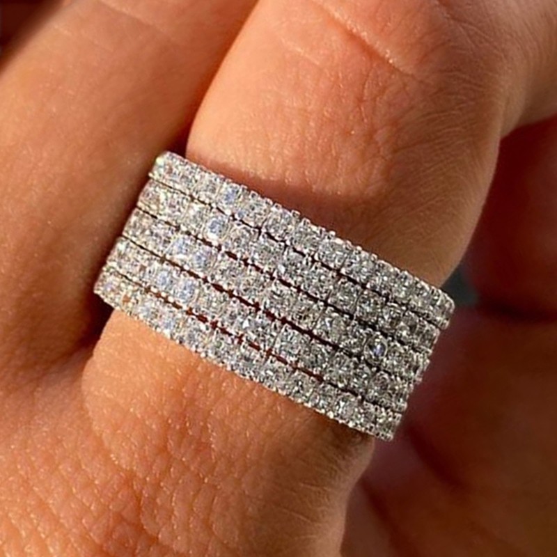 HUITAN CZ Engagement Ring Women Luxury Wedding Band Cubic Zirconia