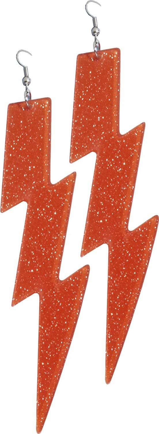 Forum Novelties Lightening Bolt Earrings Retro Orange 80 Halloween Costume 70422