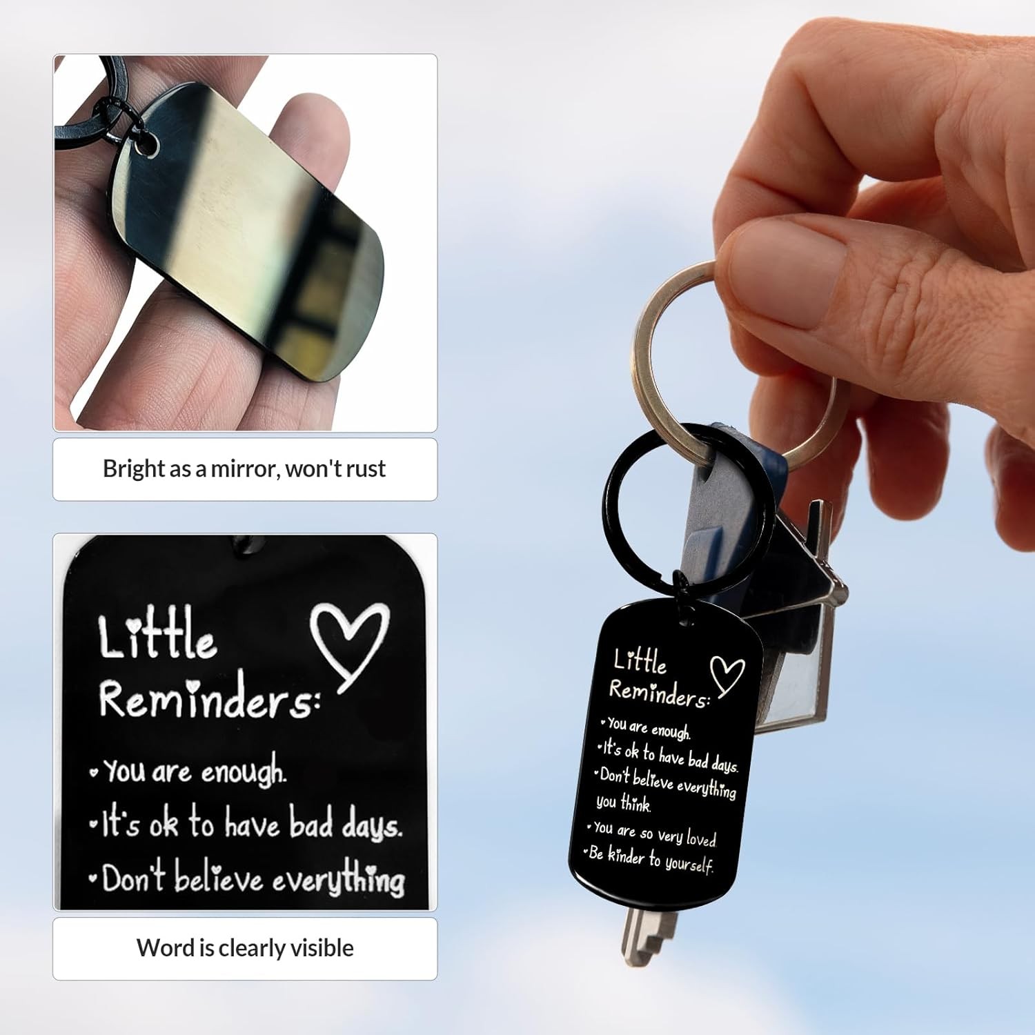 Motivational Keychain for Women & Men – Positive Affirmation Remi Color: Black