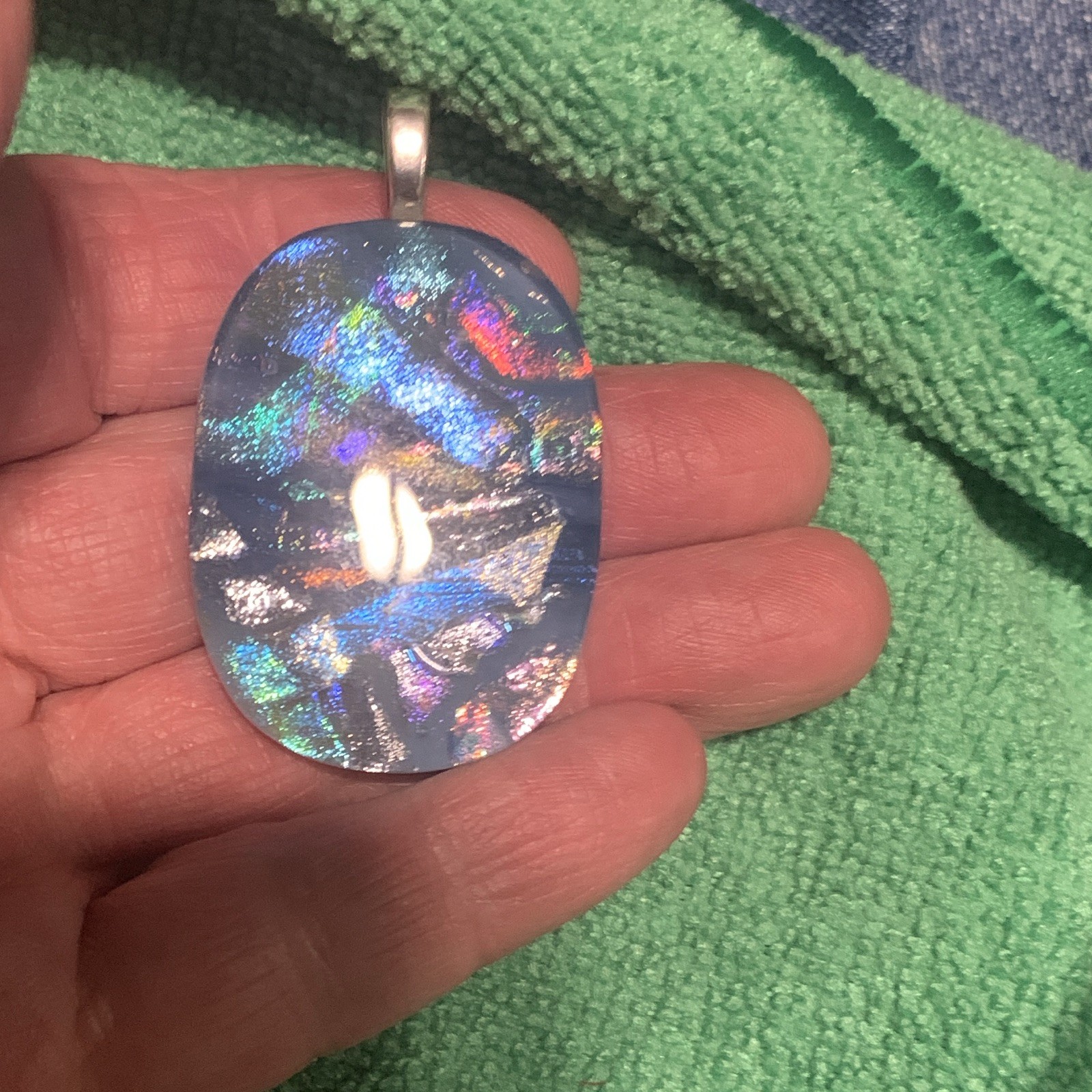 Vintage Artisan Dichroic Fused Art Glass Pendant Lot of 4 Colorful Jewelry