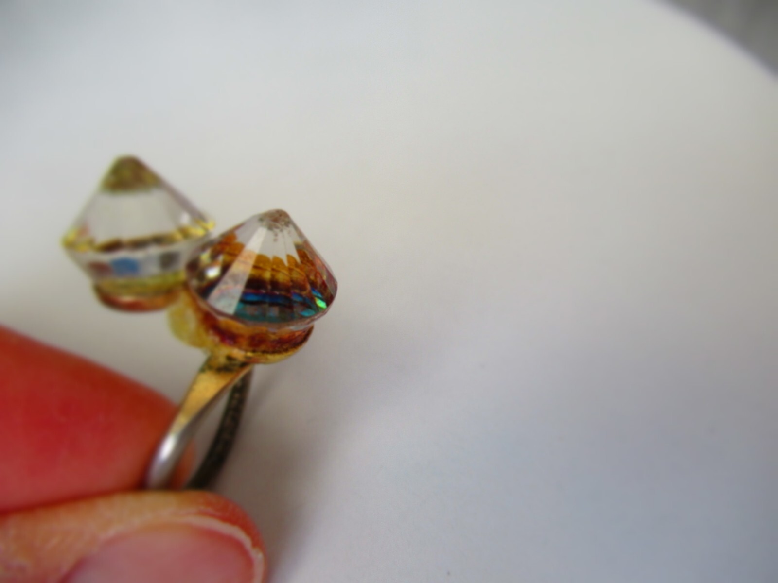 70’s vtg MOD style mood flasher ring changes colors inside the ring as art RARE!