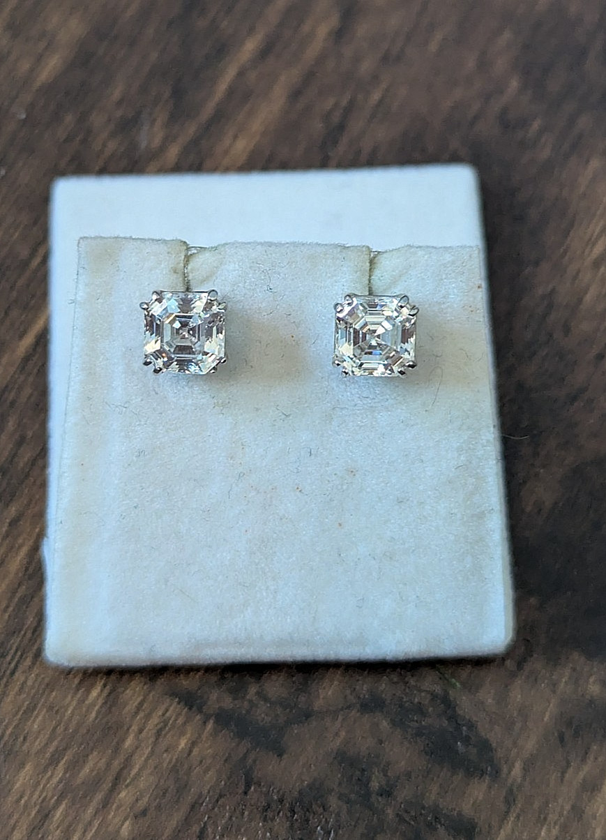 Square 6mm Stone Eight Prong Setting Stud Earrings