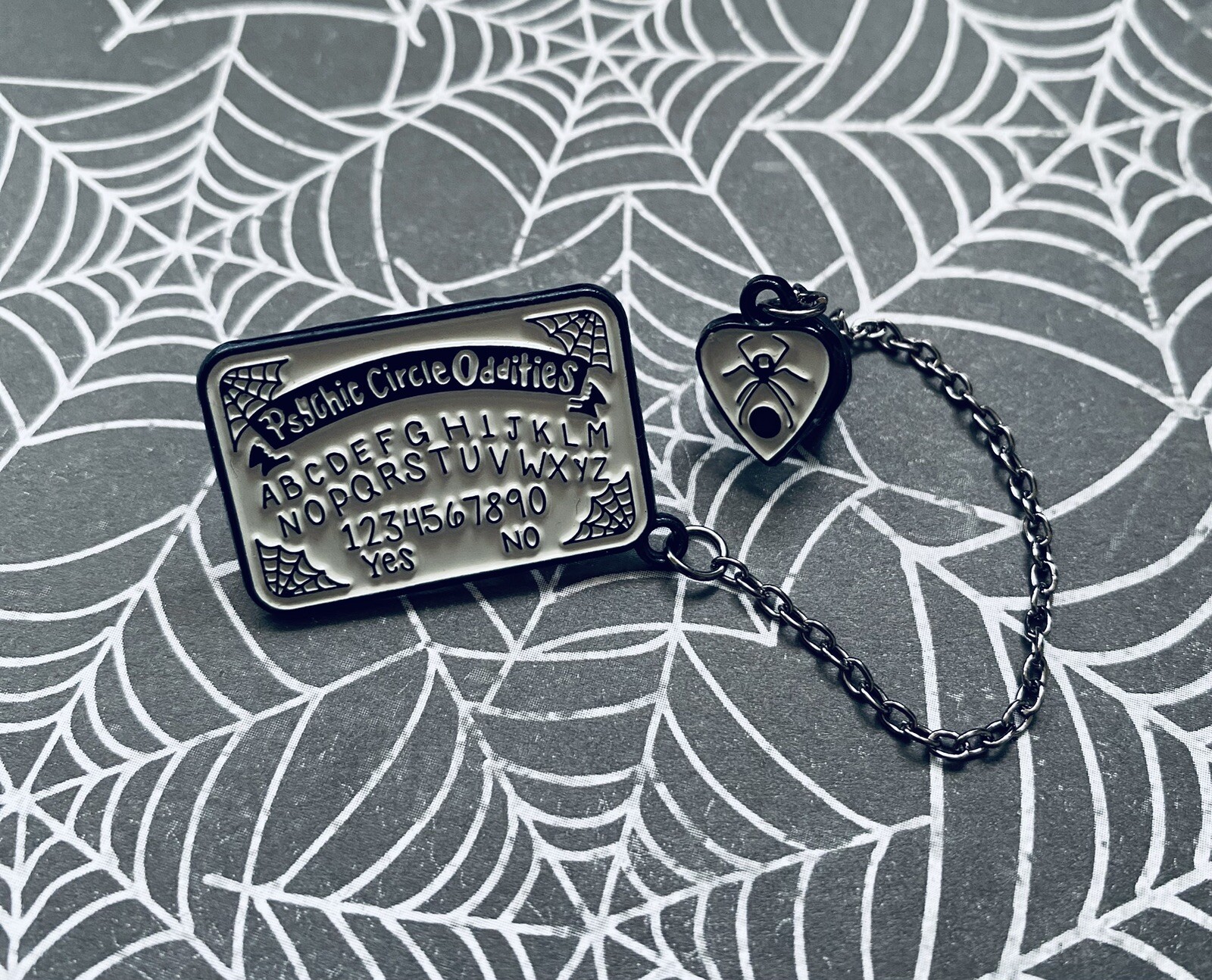 Psychic Circle Oddities Planchette Chain Brooch Pin