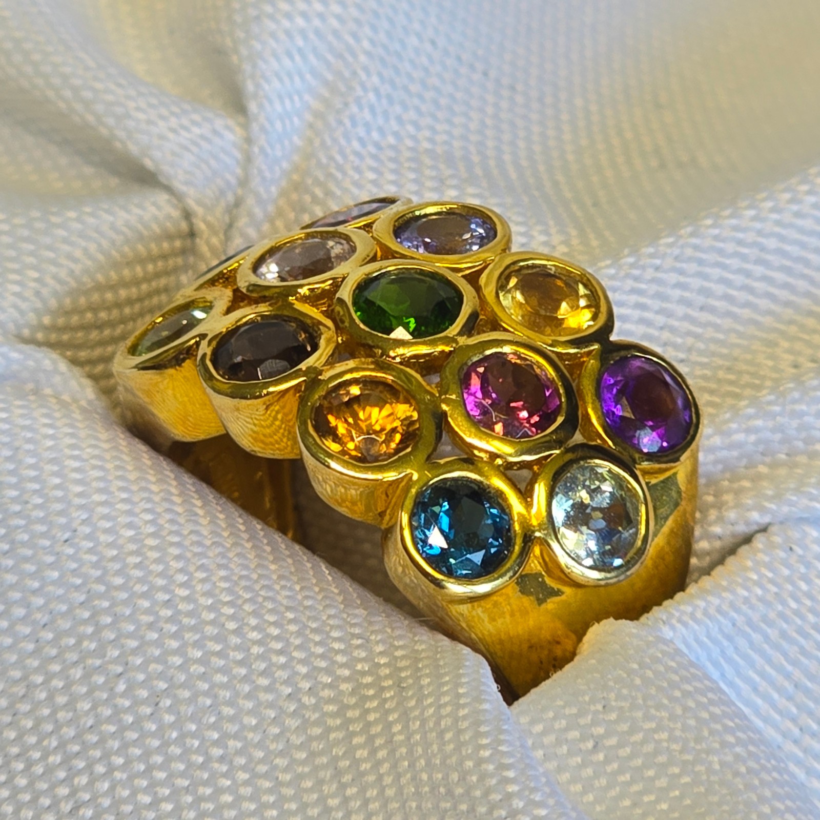 Sterling Silver Ring 6.49g Fine Jewelry Size 8 Band Multicolor Stones *READ*
