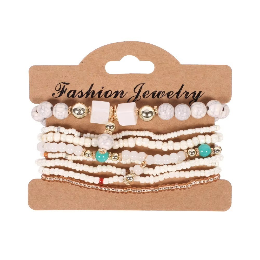 Boho Crystal Beaded Bracelet Set Colorful Stackable Bracelets Women Girls