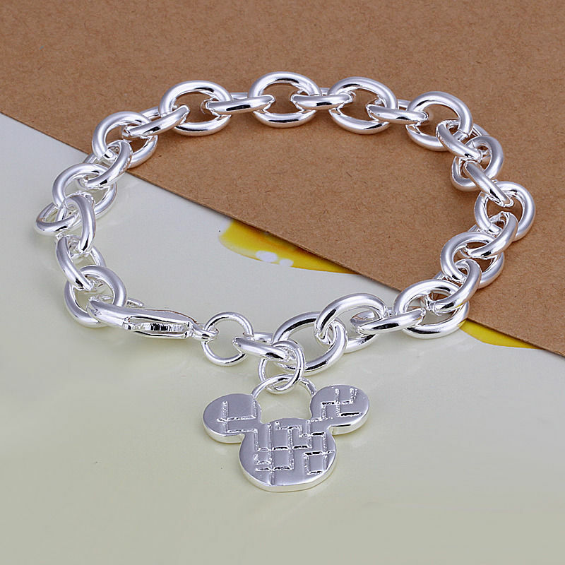 Elegant New Women Fashion Jewelry 925 Sterling Silver Mickey Mouse 7.5″ Bracelet
