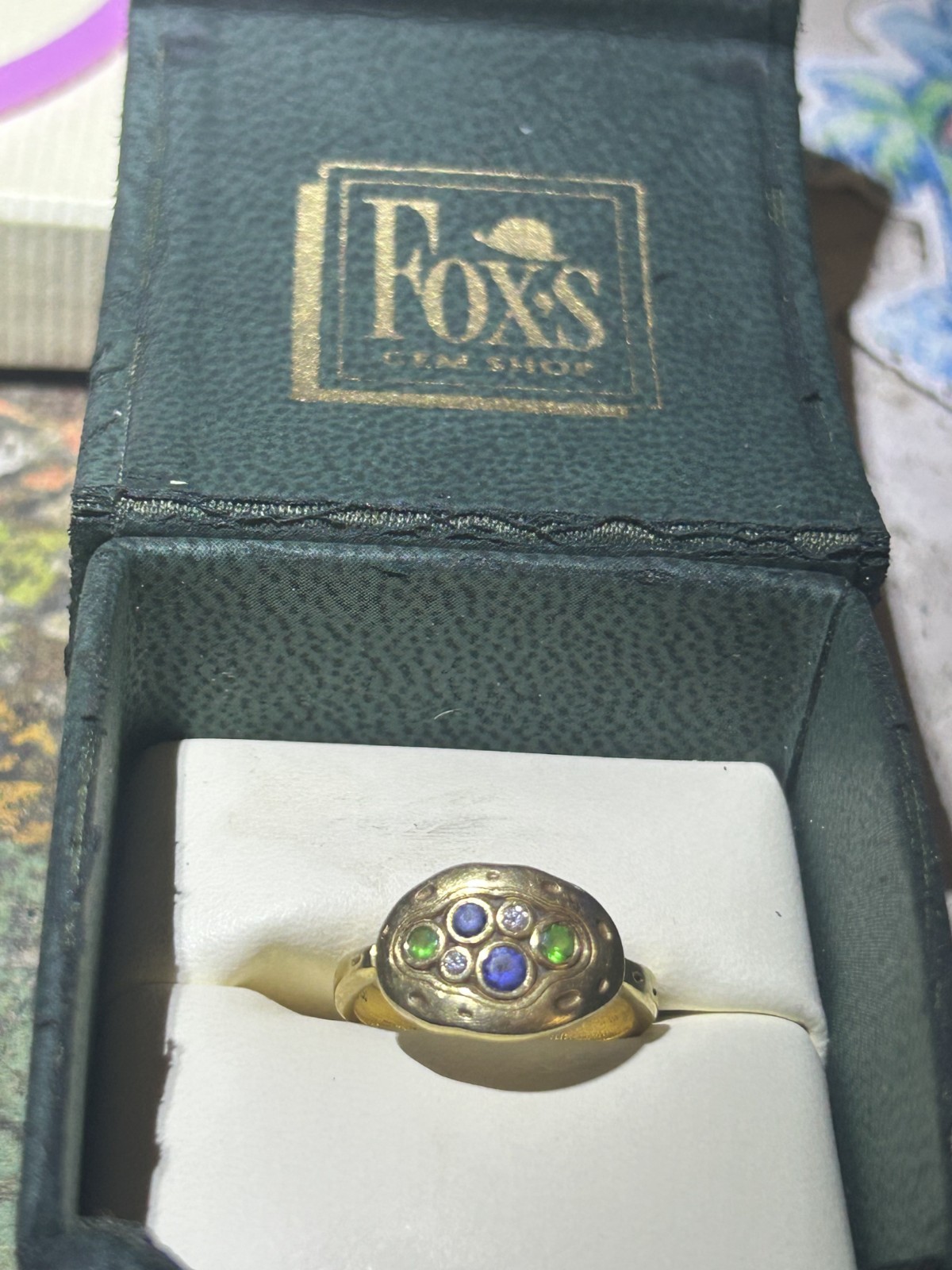 RARE Alex Sepkus Sapphire, diamond and tsavorites Little Pool 18k gold ring
