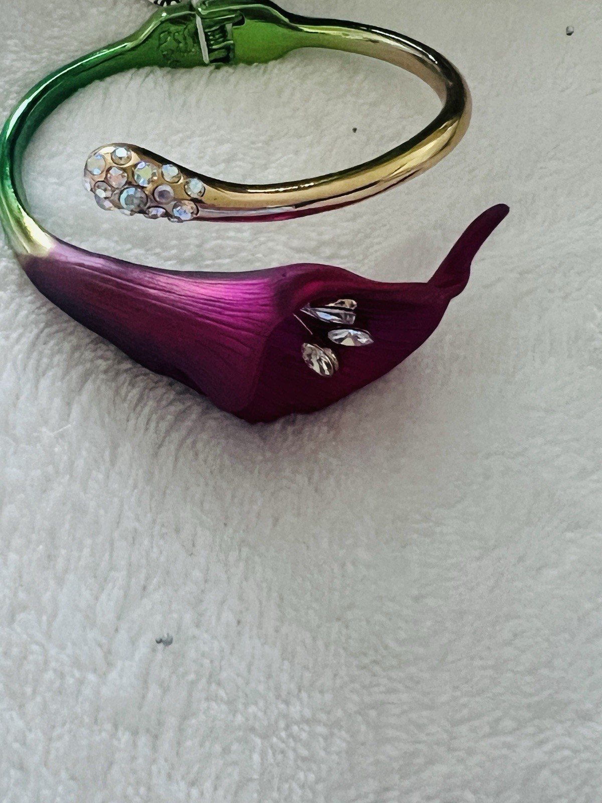 Betsey Johnson Calla Lily Statement Hinge Necklace, bracelet, ring and earrings