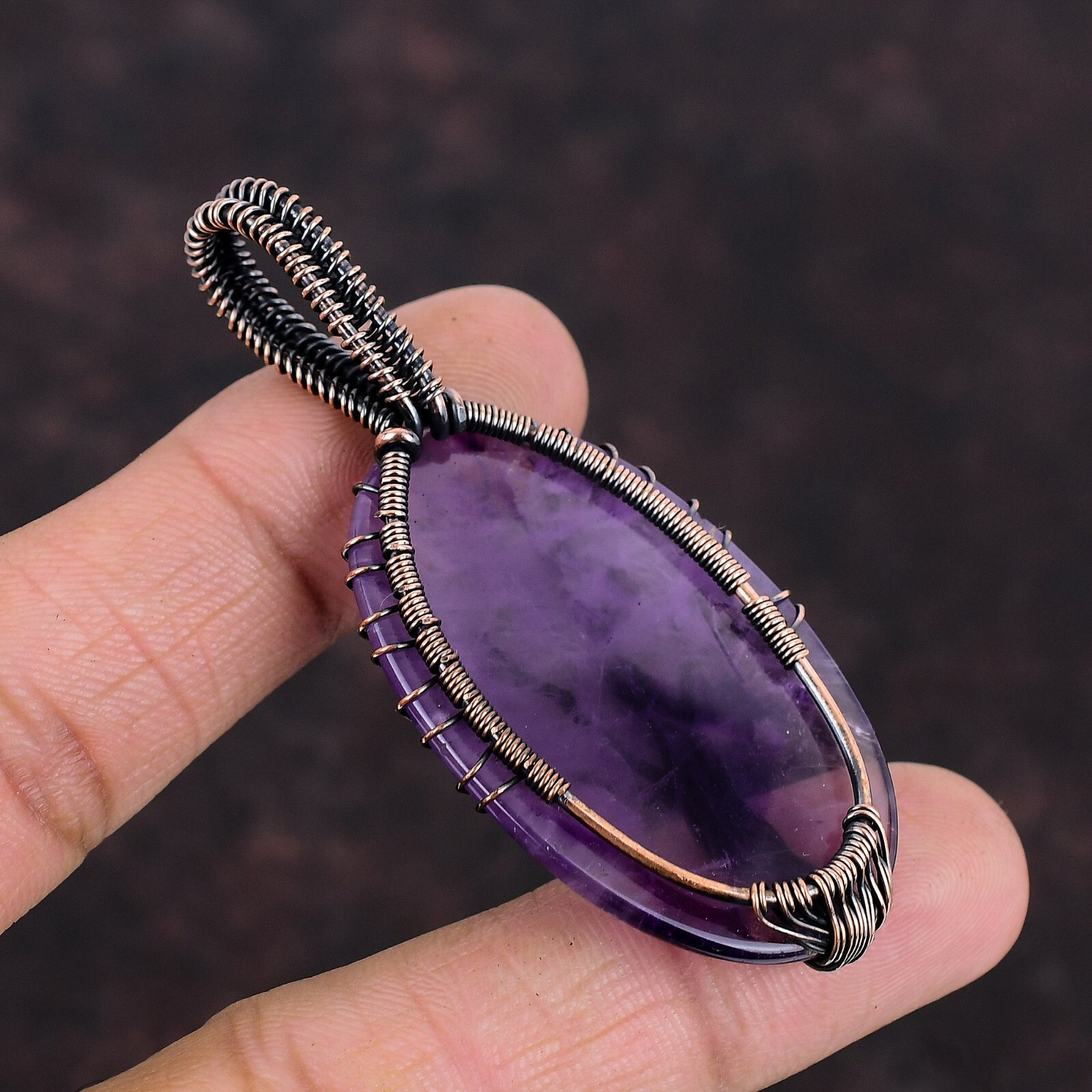 Star Amethyst Wire Wrapped Tree Of Life Pendant Handcrafted Copper Holiday 2.76″