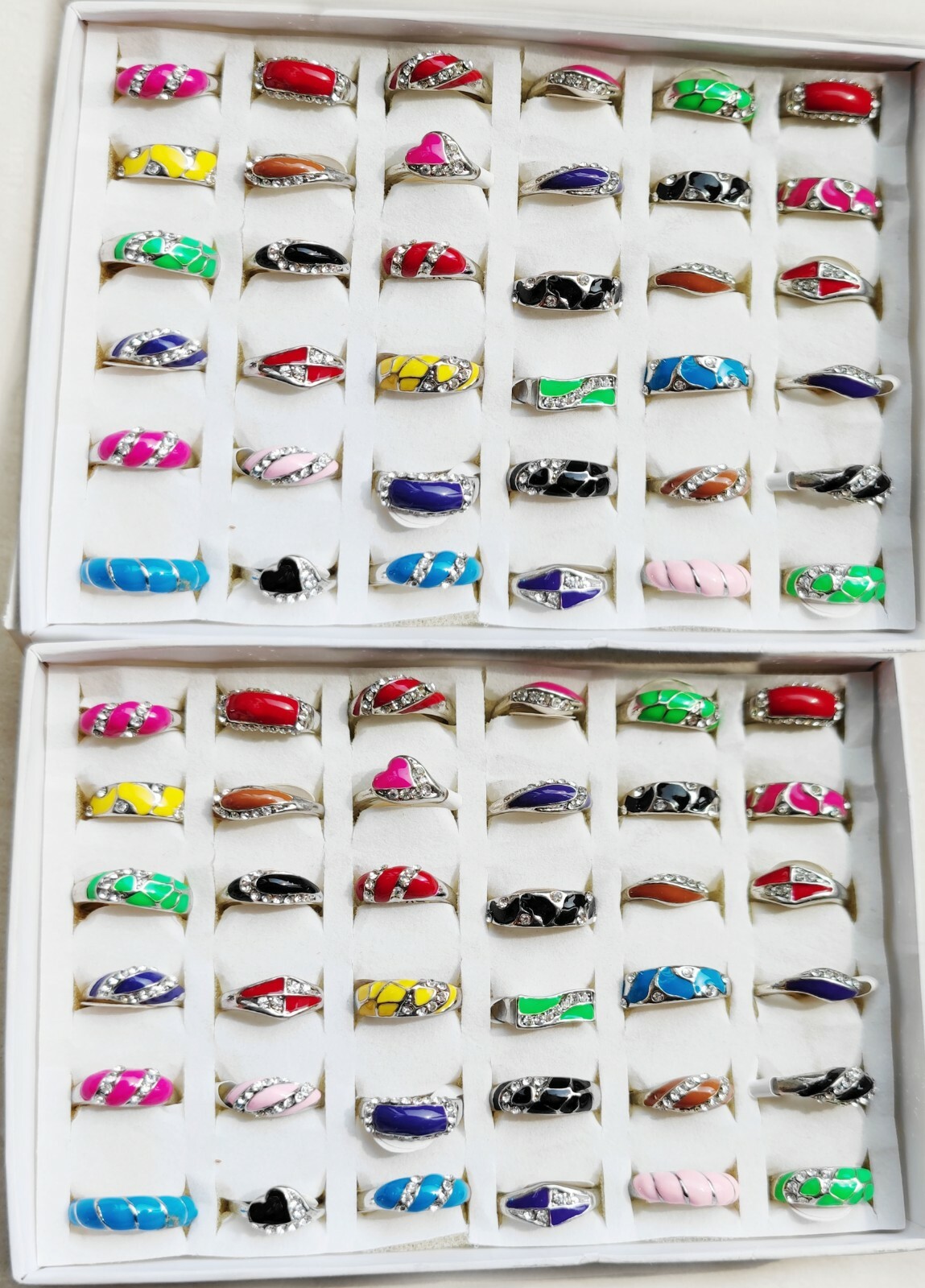 Wholesale 10pcs Vintage Multicolor Mixed Diamond inlay Ring Partywedding Jewelry