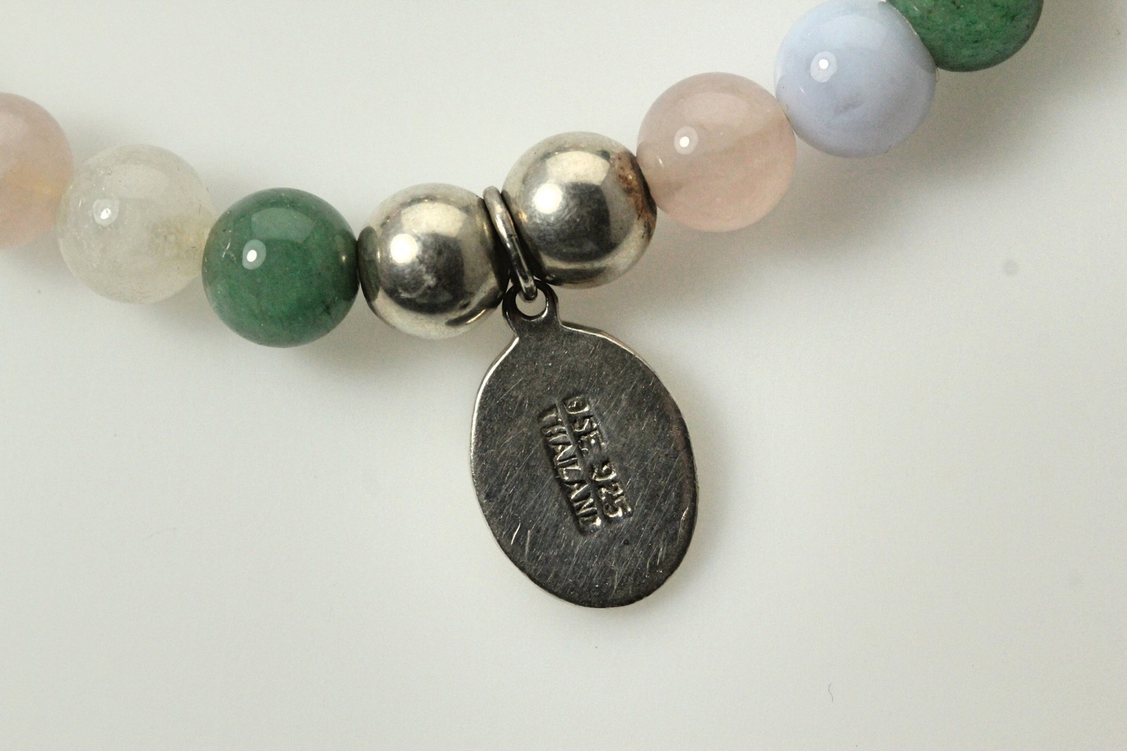 925 Sterling Silver & Multi-Color Beaded Stretch Bracelet 17 Grams (BR2013)