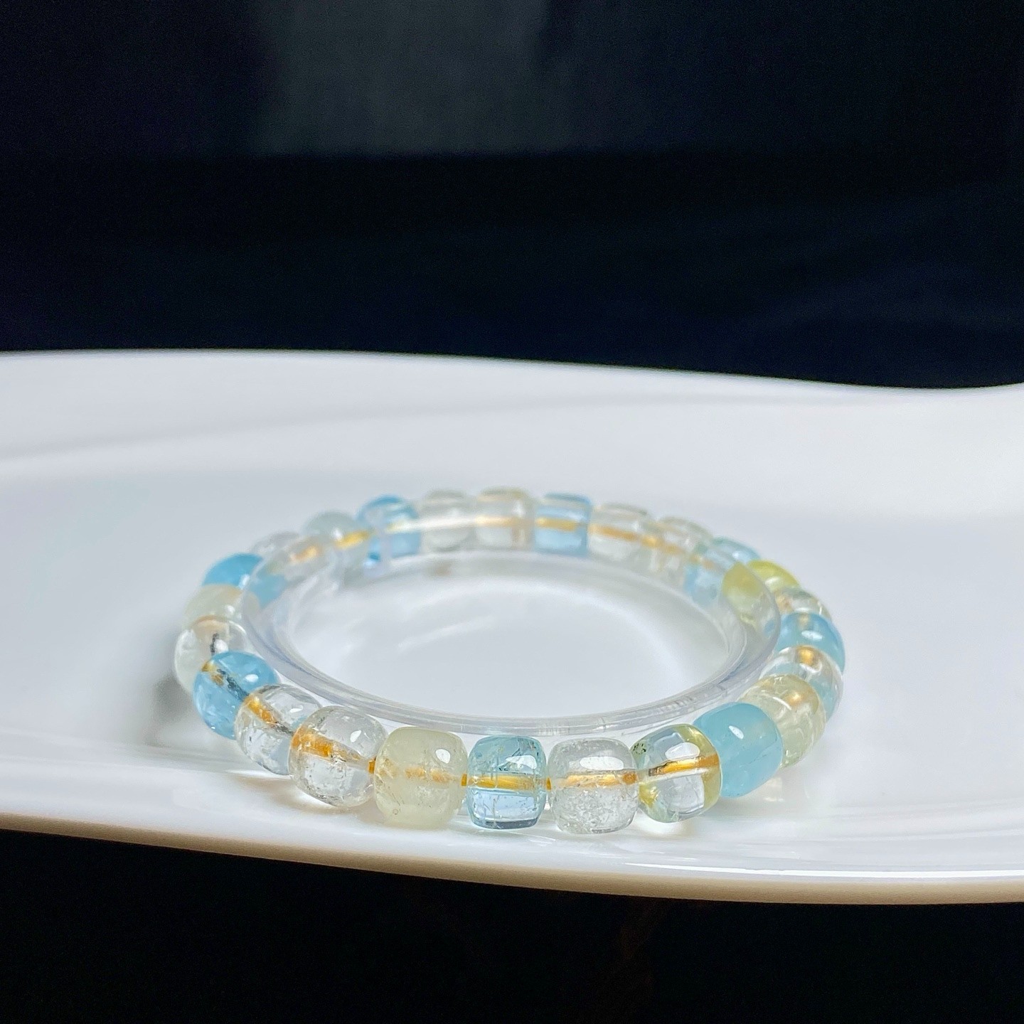 8.6mm Natural Color Topaz Gemstone Crystal Beads Bracelet AAAA
