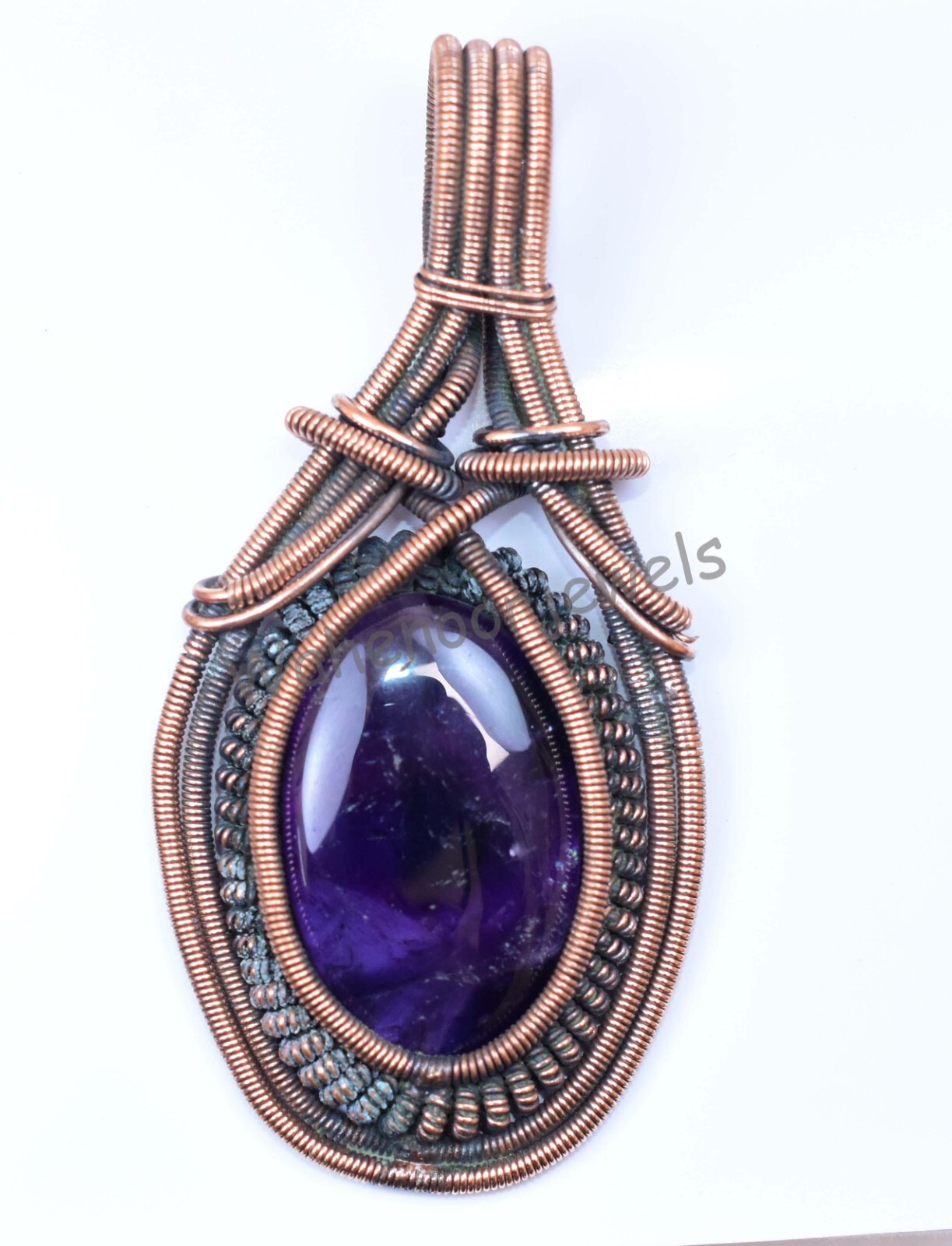 133.15 Ct Purple Amethyst Gemstone Copper Wire Wrapped Beautiful Pendant Jewelry