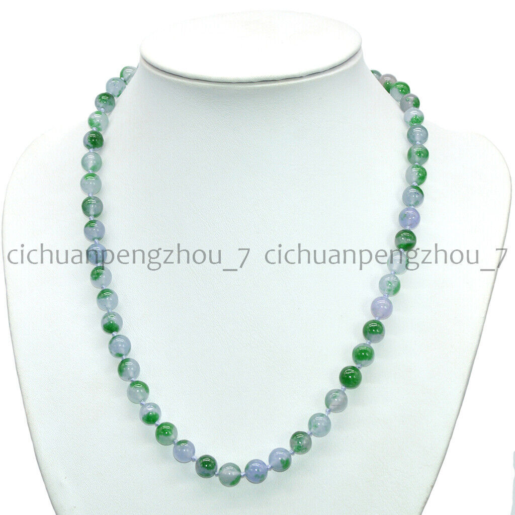 Green Lavender Multicolor Jade 8mm Round Gemstone Beads Necklace 14-100”
