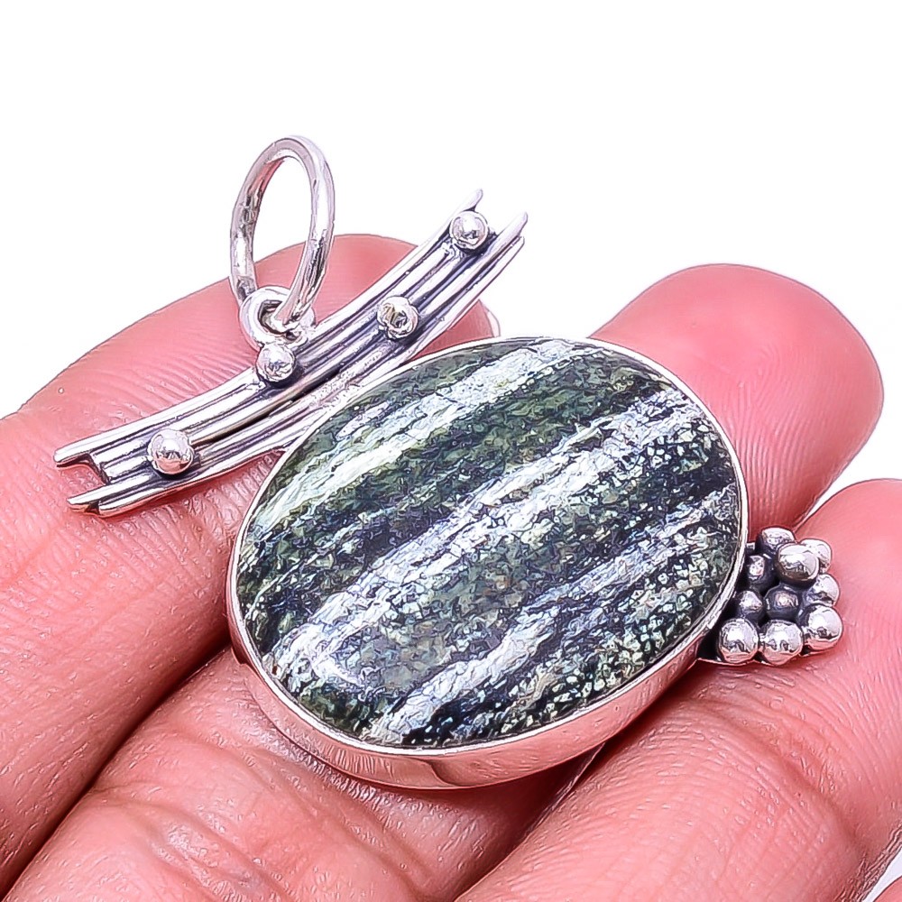Swiss Green Opal – Virgin Islands Designer 925 Sterling Silver Pendant 1.64″ P27