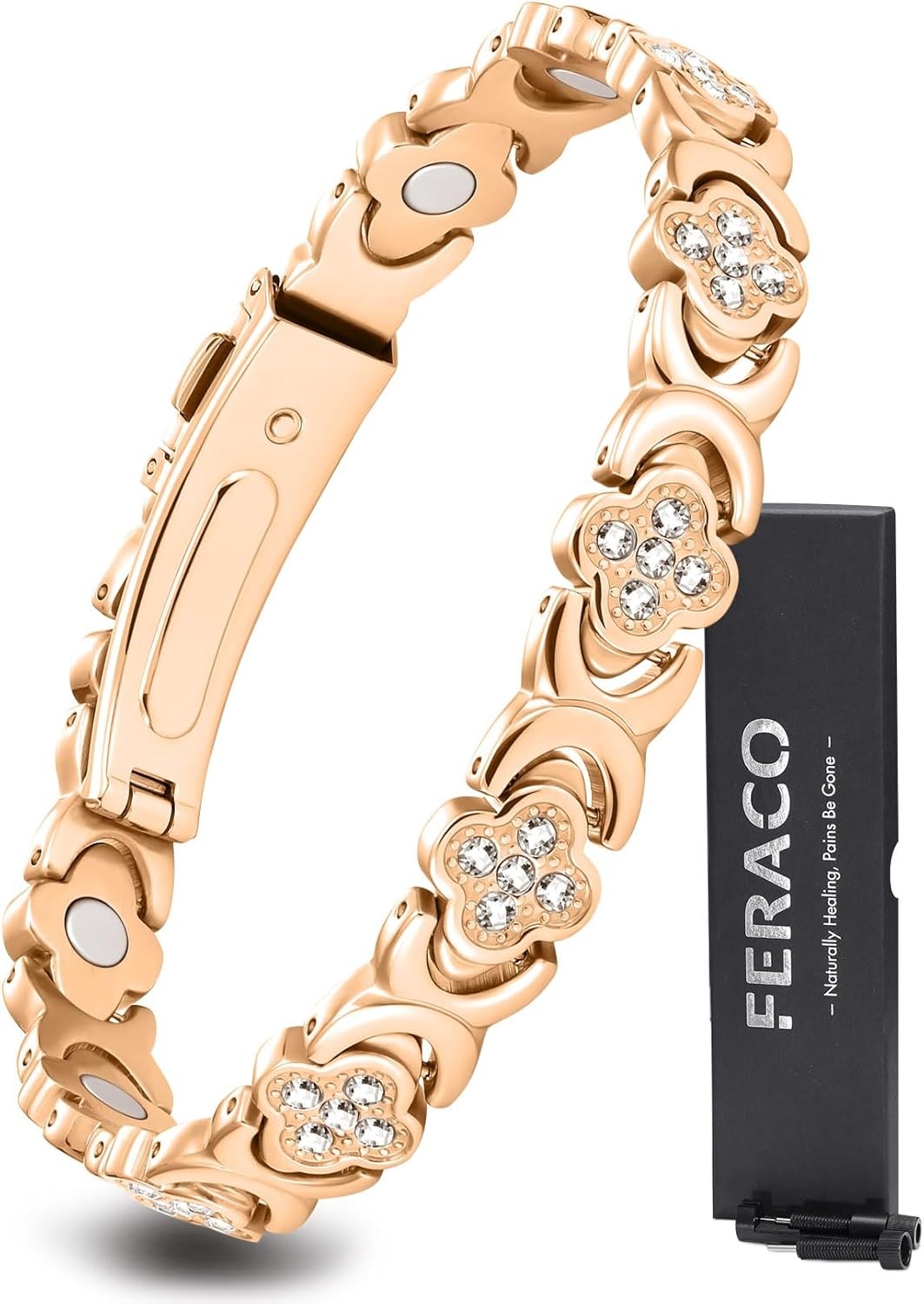 Feraco Pure Copper Bracelets for Women, Ultra Strength Magnetic Therapy Bracelet