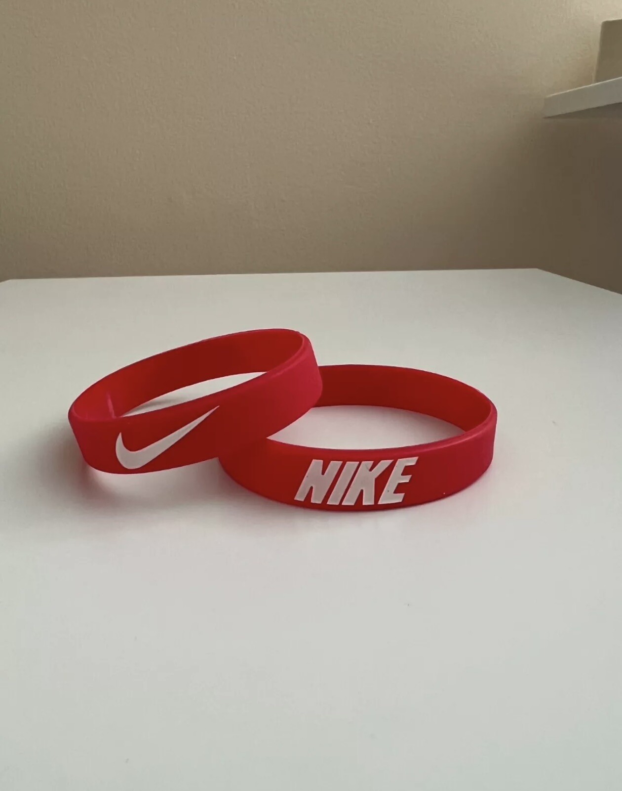 One Nike Silicone Wristband Bracelet / Red With White