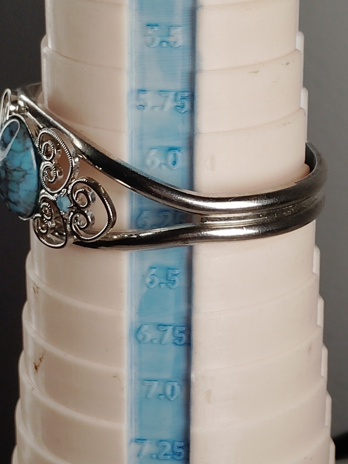 Silver Tone Oval Blue Faux Turquoise Stone Cuff Bracelet Metal