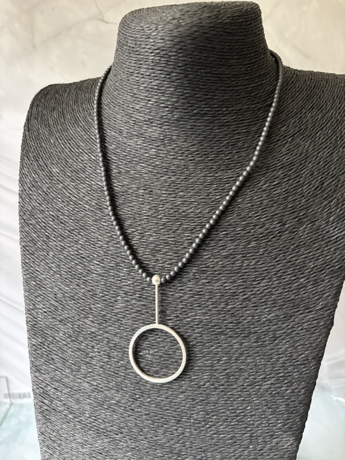 Dansk Smykkekunst Danish Designer Necklace Grey Silver Tone Modern Costume