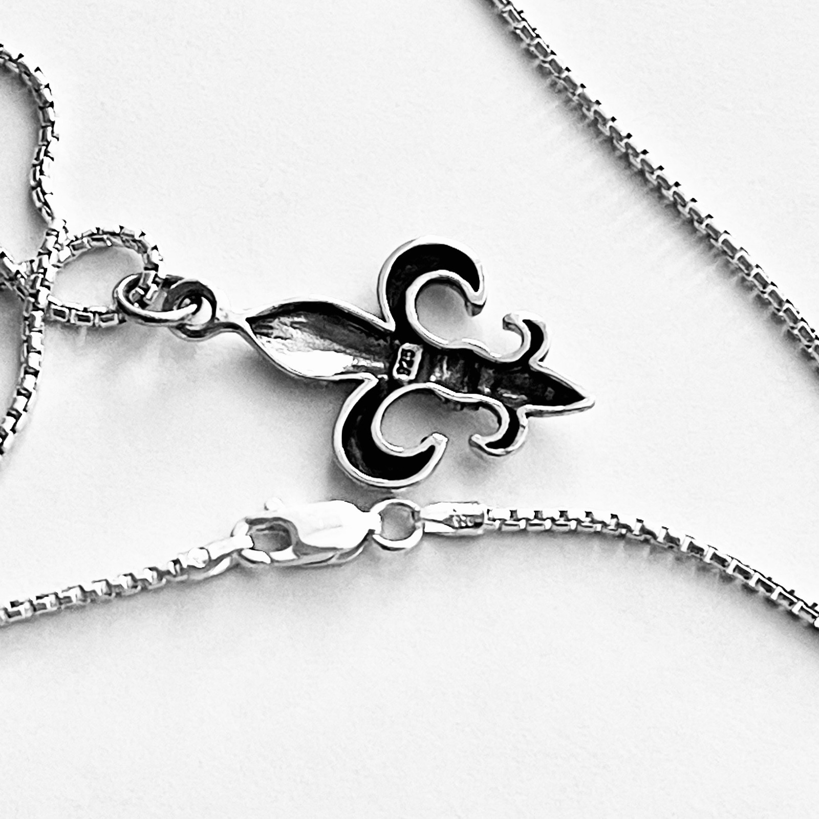 Sterling Silver Large Fleur De Lis Necklace, Silver Necklace, Saints Necklace