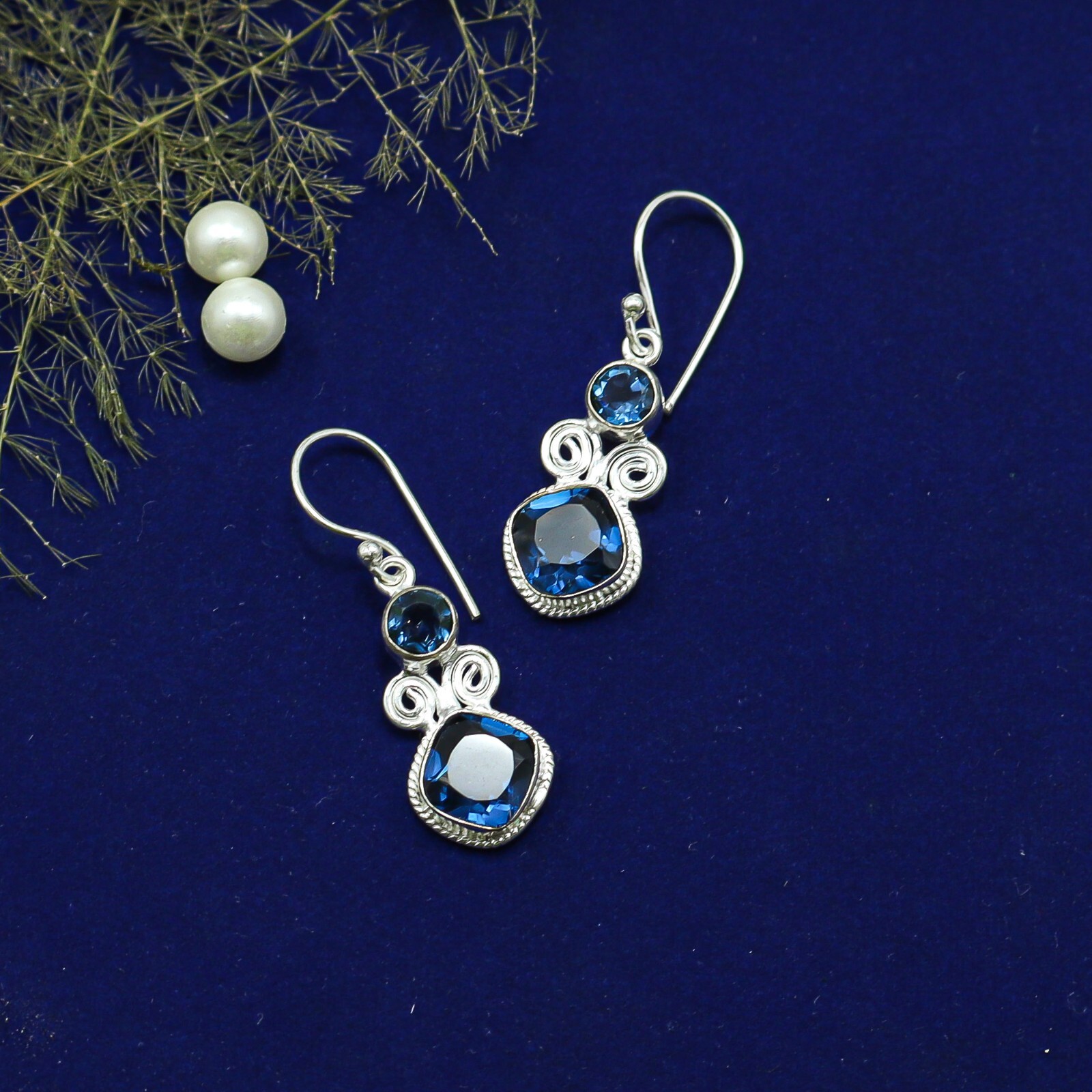 London Blue Topaz Sterling Silver Jewelry Handmade Handmade Earrings For Mother