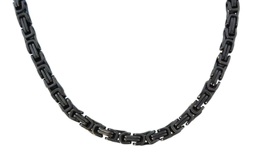 Stainless Steel 7mm Byzantine Necklace / Chain Black 36