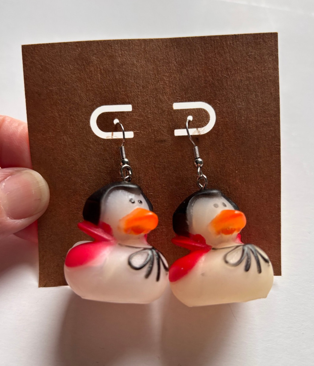 Rubber Duck Earrings Elvis Dracula Whimzicality LLC Novelty Dangle Hook Kawaii