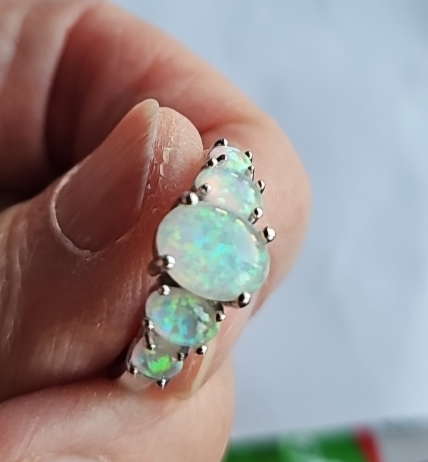 Elegant design Fire Opal Rings In Silver Ring Size 8