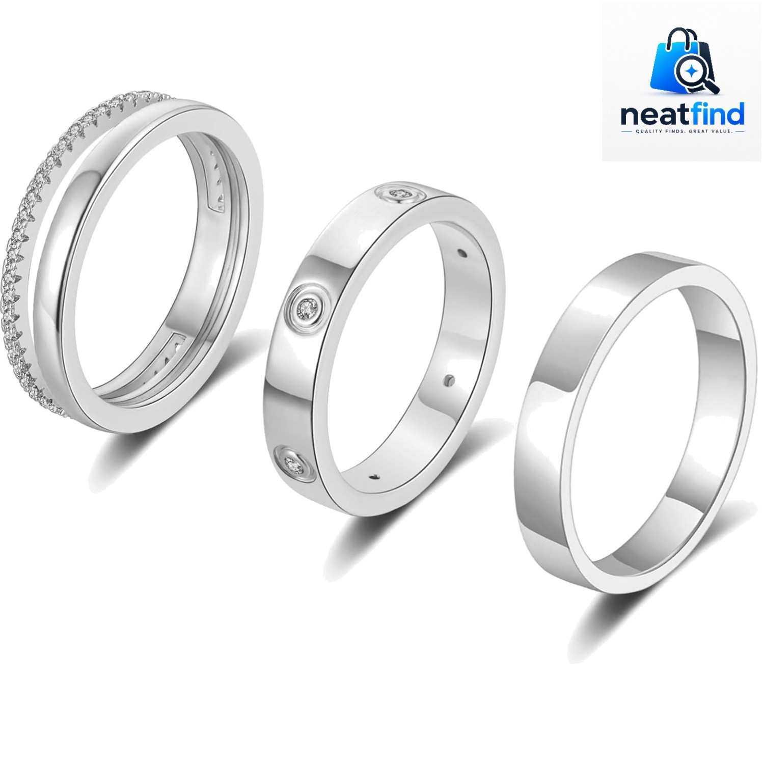 Gold Silver Rings for Women Non Tarnish Stackable Trendy Dainty 18K Gold Plat…